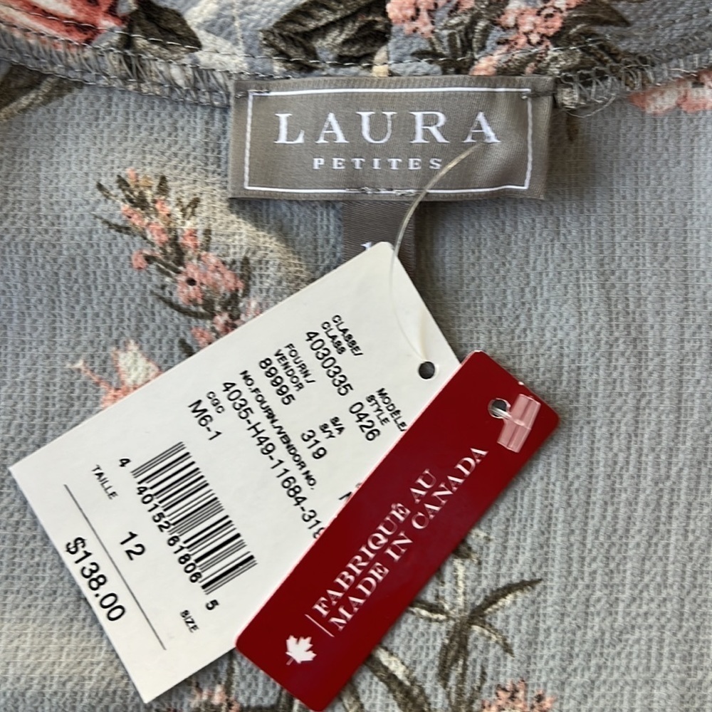 Laura Petites Floral Open Front Kimono Jacket 3/4 Tie Sleeves NWT - Picture 5 of 9